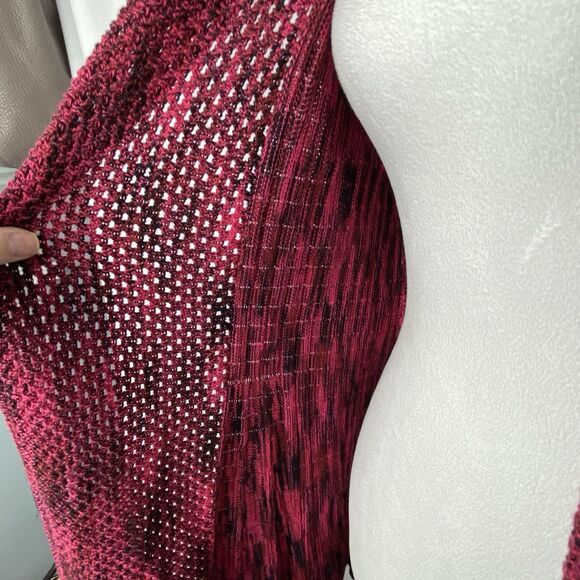 NY Collection Cardigan Sweater Womens S Pink Black Cotton Open Front Soft Grunge - Picture 10 of 15